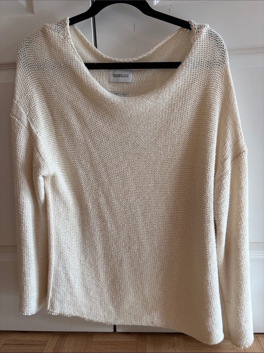Massimo Dutti Cream Scoop Neck Knit Sweater